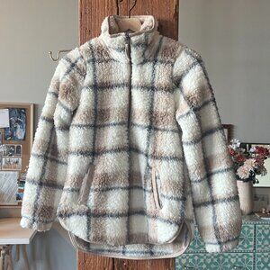 Cozy plaid fleece sweater, NWT